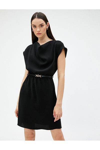 Koton Mini Dress Scoop Neck Belted Short Sleeve