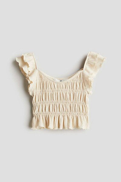H&M Flutter-sleeved Smocked Top