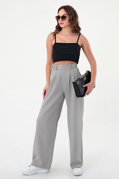 Hazel Women's Gray Smart Palazzo Pants