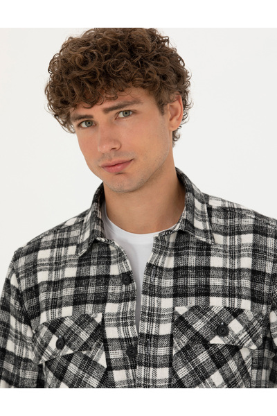 Pierre Cardin Siyah Oduncu Oversize Gömlek 50274651-VR046
