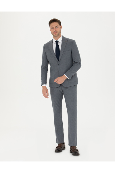 Pierre Cardin Koyu Mavi Slim Fit Çizgili Takım Elbise 50274461-VR032