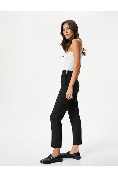 Koton Stoff Klassische Hose Hohe Taille Schmales Bein