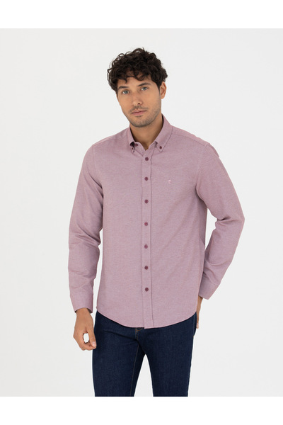 Pierre Cardin Bordo Slim Fit Uzun Kollu Gömlek 50275814-VR014