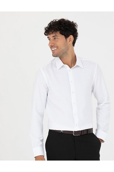 Pierre Cardin Μακρυμάνικο Λευκό Slim Fit Πουκάμισο - Dobby 50277397 -VR013