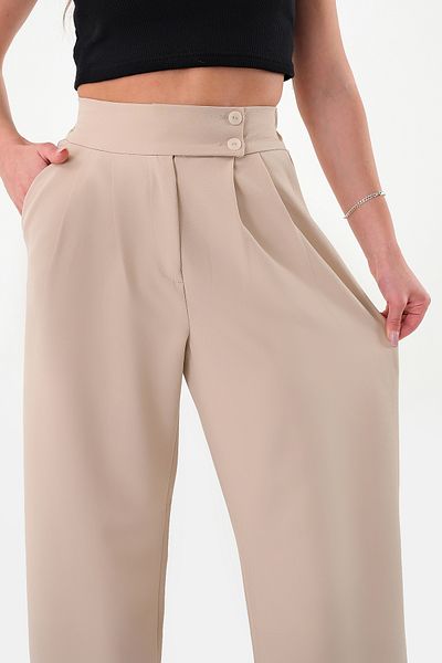 polle Women's Stone Double Button Palazzo Trousers