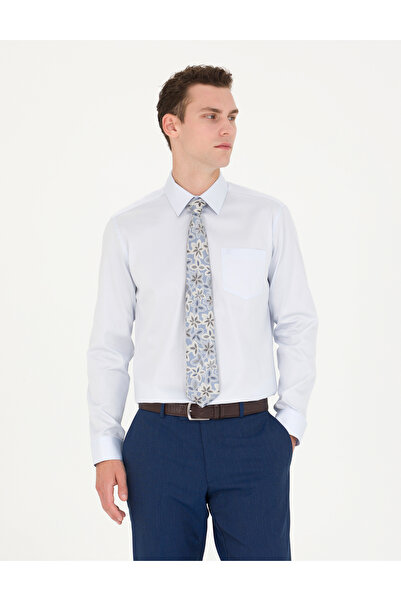 Pierre Cardin Açık Mavi Parlak Saten Regular Fit Uzun Kollu Basic Gömlek 5027...
