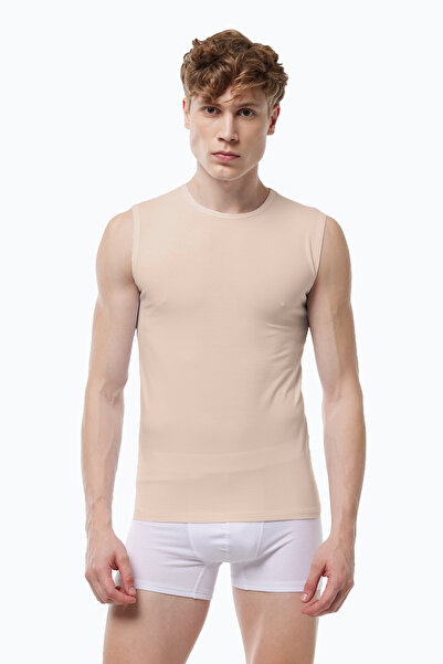 Malabadi Görünmez Atlet Erkek Ten Rengi Sıfır Yaka Iz Yapmayan Modal Kolsuz Atlet 007