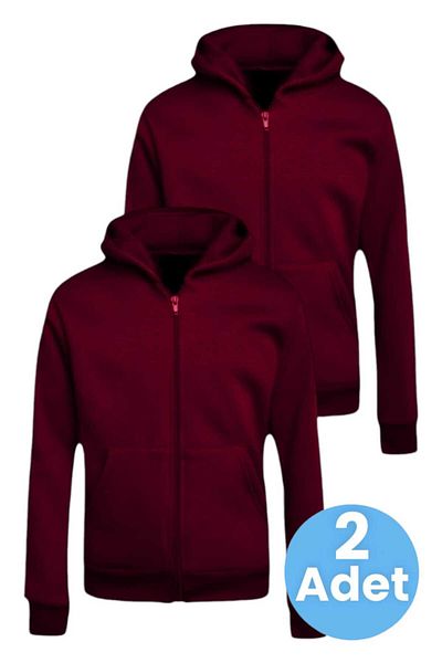 Uniquerrs Set de 2 hanorace unisex din bumbac cu glugă și fermoar pentru copii