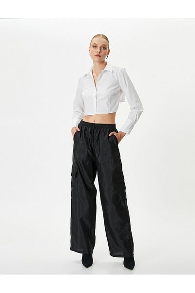 Koton Fallschirmhose mit geradem Bein, Cargotasche und Spitzenbund
