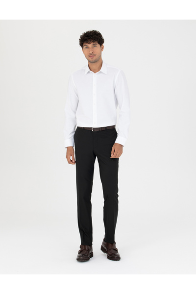 Pierre Cardin Beyaz Slim Fit Armürlü Uzun Kollu Gömlek 50277397-VR013