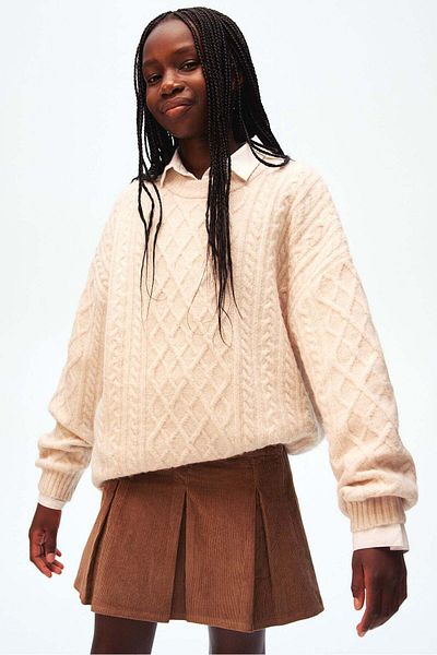 H&M Pleated corduroy skirt