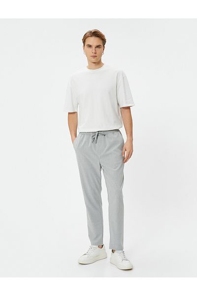 Koton Fabric Trousers with Lace Waist Slim Fit Pocket Detail