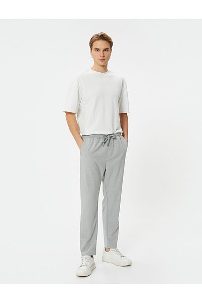 Koton Fabric Trousers with Lace Waist Slim Fit Pocket Detail
