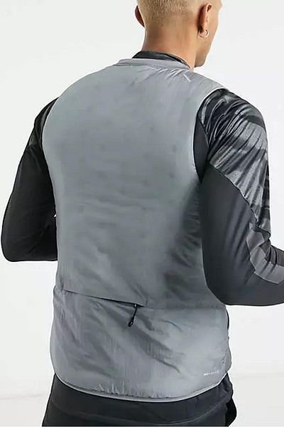 Nike Running Aerolayer Insulated Gilet Convertible into Reflective Bag Men's Vest Gray