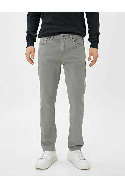 Koton Gabardin Pantolon Boru Paça Düğmeli Pamuklu
