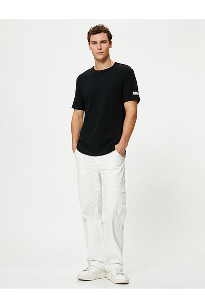 Koton T-Shirt με υφή Basic - Crew Neck, κοντό μανίκι