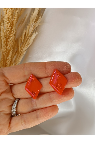 La fee aksesuar Yeni yıl - yılbaşı parti aksesuar kırmızı polimer kil küpe - çelik küpe aparat el yapımı küpe