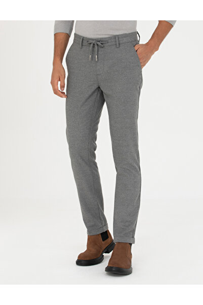 Pierre Cardin Gri Slim Fit Bağcıklı Kanvas Pantolon 50278467-VR024