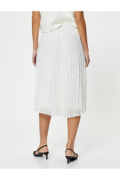 Koton Fustă midi plisată șifon cu buline talie înaltă