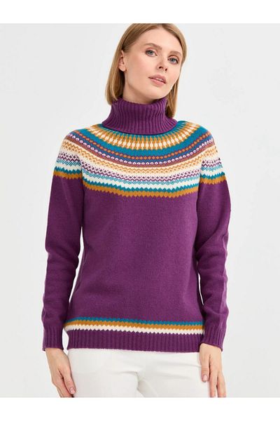 Desen Triko Women's Turtleneck Wool Sweater 22087
