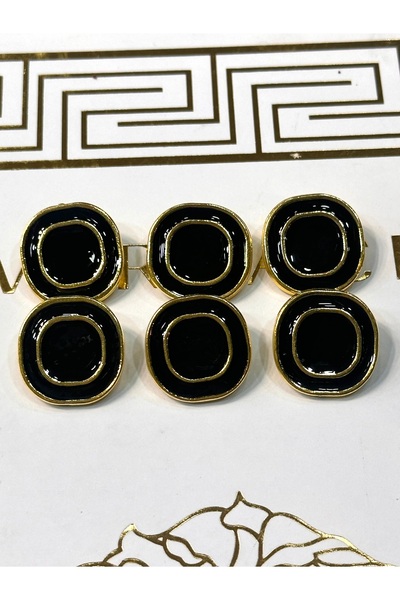 ODDA TASARIM ATÖLYESİ Μαύρο εποξειδικό ελατήριο χρυσό σετ κουμπιών παλτού (μέγεθος 36)