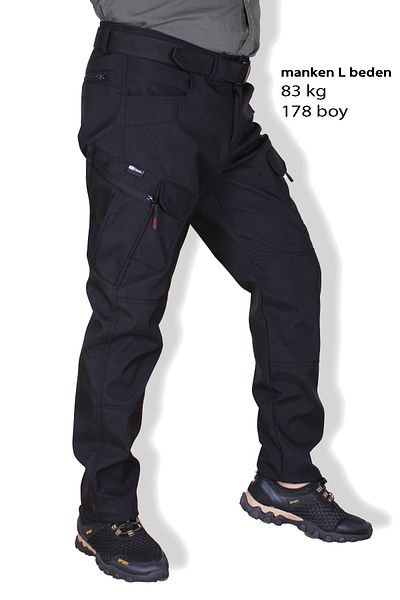Nikbin Μαύρο Softshell Fleece παντελόνι εξωτερικού χώρου - Αδιάβροχο και αντιανεμικό (χειμώνας)