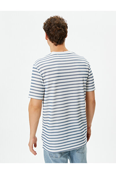 Koton Ανδρικό μπλουζάκι μπλε ριγέ - 4sam10077hk