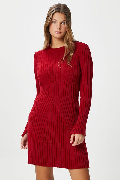 Ritnice Rochie de damă tricotată roșie Laila