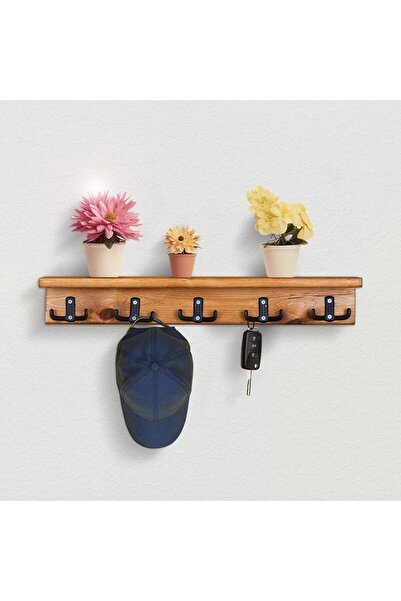 MAVİ TREND Dekoratif Ahşap Duvar Rafı Askılık Antre Hol Baharatlık Kupa Rafı 60x9x11 cm