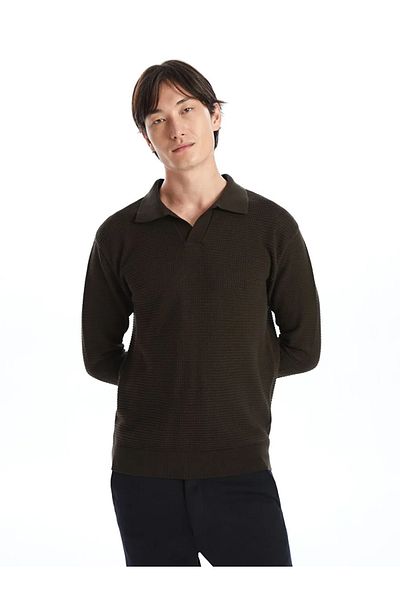 LC Waikiki Southblue Khaki Crew Neck Long Sleeve Men's Knitwear Sweater
