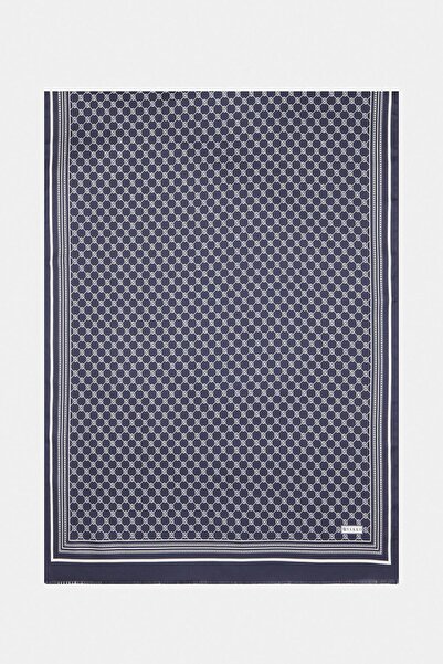 Vakko Шал Tivil Silk Monogram 37307-тъмно син екрю