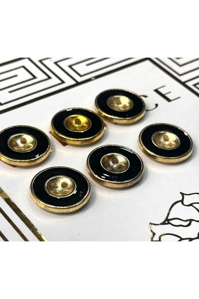 ODDA TASARIM ATÖLYESİ طقم أزرار معطف أسود مكون من 4 فتحات معدنية ذهبية اللون