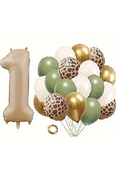 DÜVENCİ TİCARET 2'li Set Orman Hayvan Temalı Parti Yeşil Balonlar ve Karamel ...