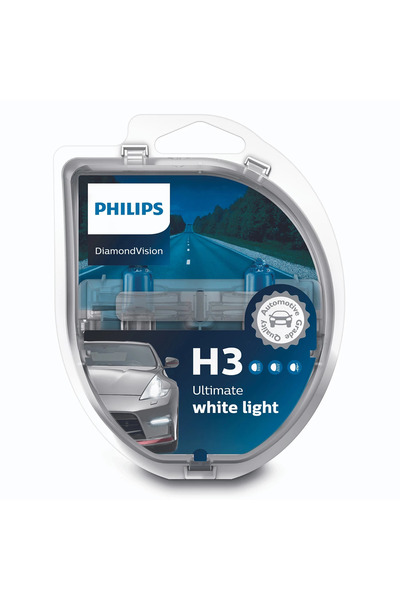 Philips Diamond Vision H3 Otomobil Far Ampulü (12336DVS2) Tam Beyaz Işık (2’Lİ SET)