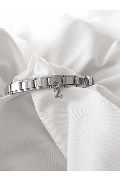 bijoux uniques Çelik Sallantılı Z Harfli İtalyan Charm Bileklik