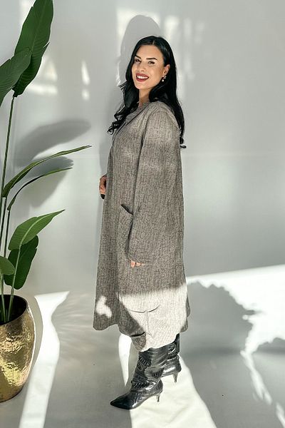 GÖKSEL Plus Size Dress with Button Detail - Gray