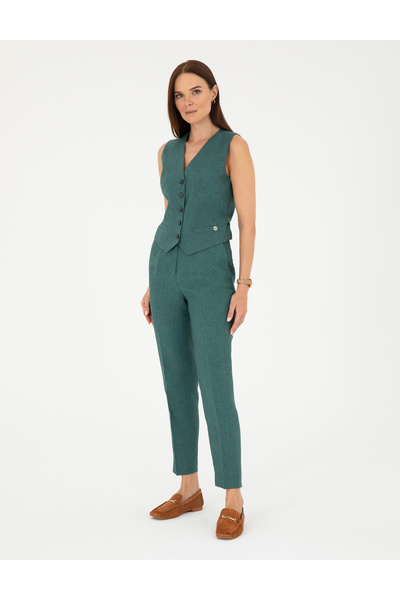 Pierre Cardin Green Carrot Fit Linen Trousers 50282075 -Vr054