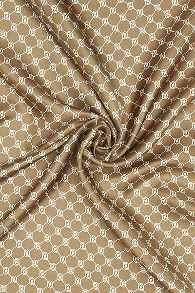 Vakko Tivil Silk Monogram Shawl 37307-ανοιχτό καφέ εκρού
