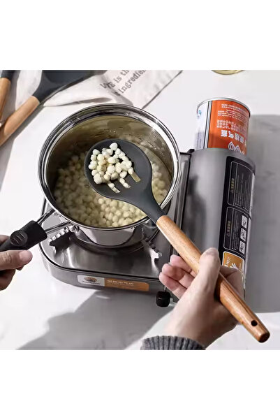 Righton 32 cm Bamboo Handle Silicone Colander