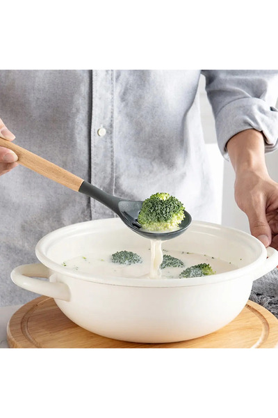 Righton 32 cm Bamboo Handle Silicone Colander