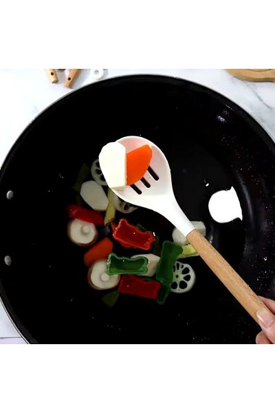 Righton 32 cm Bamboo Handle Silicone Colander