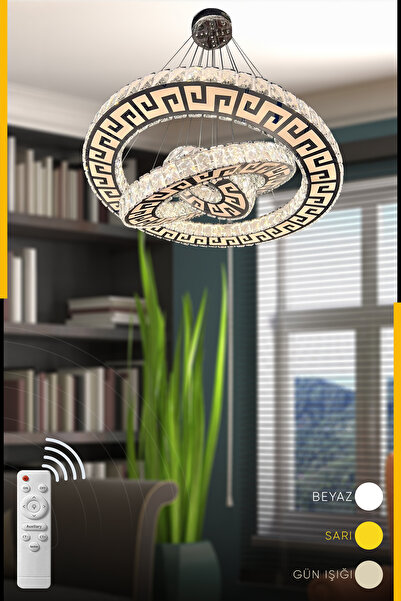 NEW Sword Lighting Lazer Kesim 3'lü Kristal Halkalı Avize