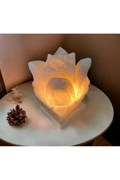 Genel Markalar 3D lale motifli tuz lambası, şık gri tasarım, doğal aydınlatma için ideal