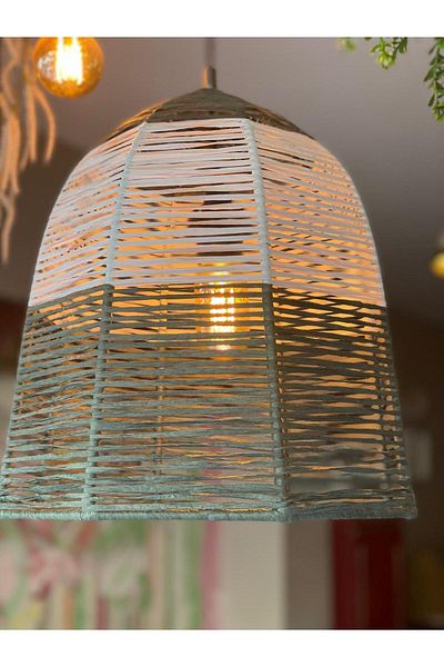 MDZN Lattice 40X45Cm Bohemian Chandelier Wicker Chandelier Rustic Chandelier Jute Chandelier Natural Chandelier Ceiling Lighting