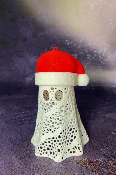 woof things Casper with Christmas Hat 13 cm Christmas Pine Tree Ornament Special Tree Ornament White Flamboyant Christmas Ornament