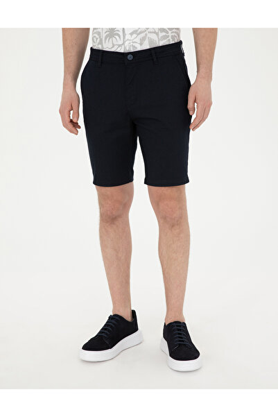 Pierre Cardin Lacivert Slim Fit Dokuma Şort 50284273-VR033