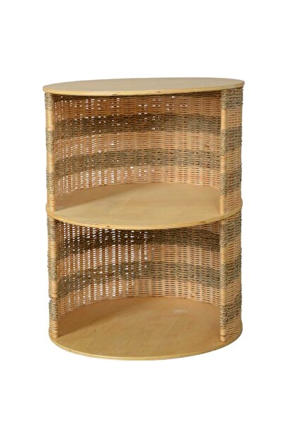 Hazem Tasarım Bambu Koltuk Yanı Sehpa | Dekoratif Örgü Koltuk Yanı Sehpa