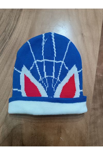 Blotch Double Layer Spiderman Blue-Red Color Men's Knitwear Knitted Beanie