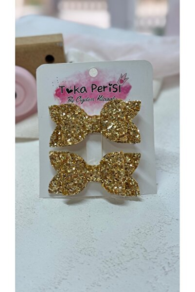 Toka Perisi Mini fundita cu sclipici auriu auriu Catarama cu clema metalica d...