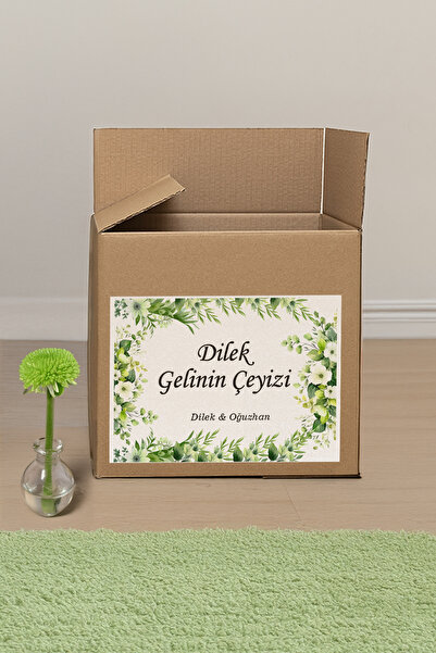 Azresa Çeyiz Etiketi   20'li Yeşil Çiçek Desenli Etiket